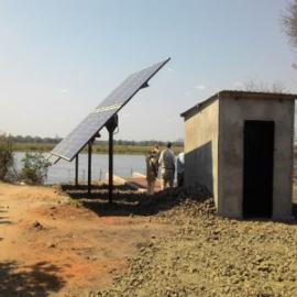 Solar pump station installed at the Shire River inside Liwonde National Park